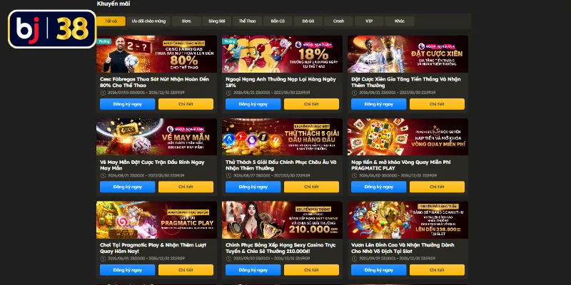 Các chương trình ưu đãi đáng chú ý dành cho hội viên BJ38